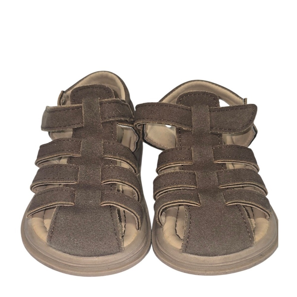 Fashion Kids Brown Faux Suede Fisherman Sandals Hook and Loop Size 24 170